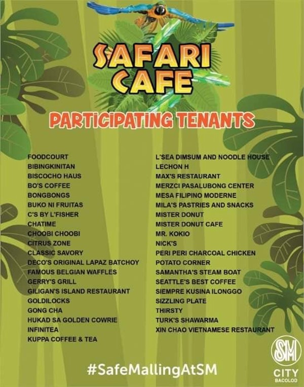 SM City Bacolod Safari Cafe Tenants